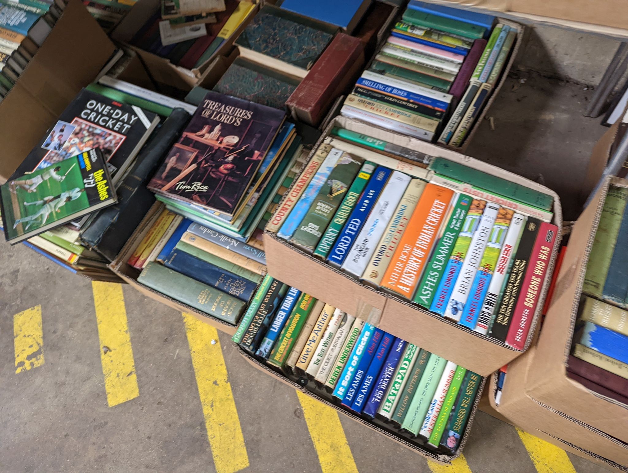 A large collection of assorted books relating to cricket including some Wisden Almanacs